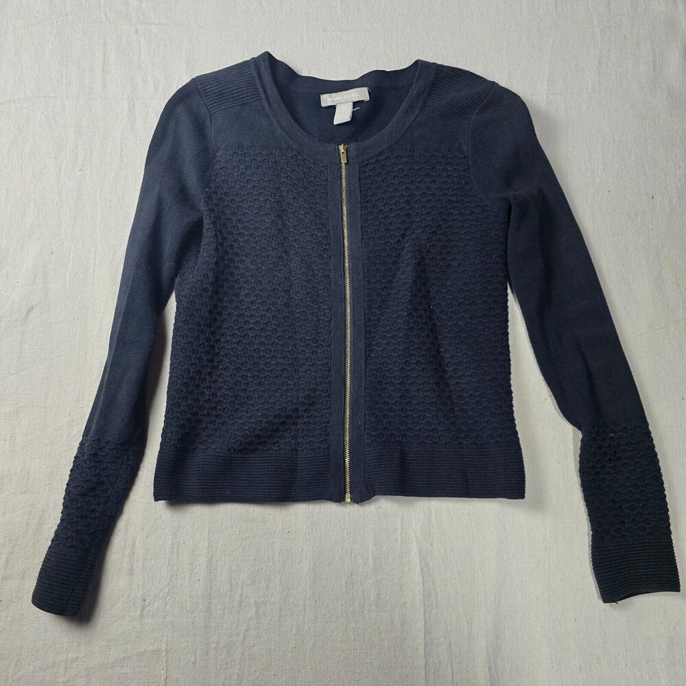 Banana Republic Women’s Full Zip Sweater | Black Cotton‎ Nylon Blend | Size XS